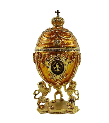 Spieluhr Ei Krone Kreuz emailliert Schmuckei Zauberflöte Emaille Löwe - Bild 1 von 4