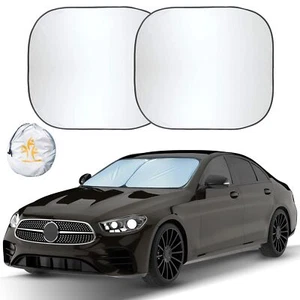 EcoNour Car Windshield Sun Shade Medium Silver Black UV Protection 28x31 Inch - Picture 1 of 8