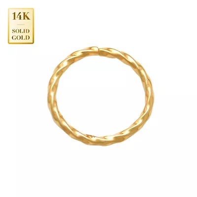 14K REAL Solid Gold Twisted Continuous Septum Body Hoop Ring Nose Cartilage 20G - Image 1 of 4