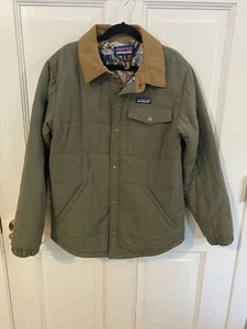 Girls Patagonia Barn Chore Jacket Size XL 14 Green Print Lining Light Insulated - Picture 1 of 9