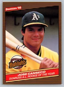 Jose Canseco 1986 Donruss Highlights AL Rookie of the Year #55 - Bild 1 von 2