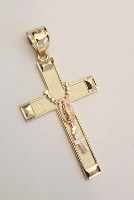 14k Tri-Tone Solid Gold Rosario Cross Religious Pendant for Necklace - Image 1 of 4