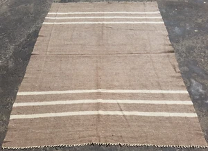 Hermosa alfombra Kilim a rayas tradicional hecha a mano vintage 195x150 cm - Imagen 1 de 14