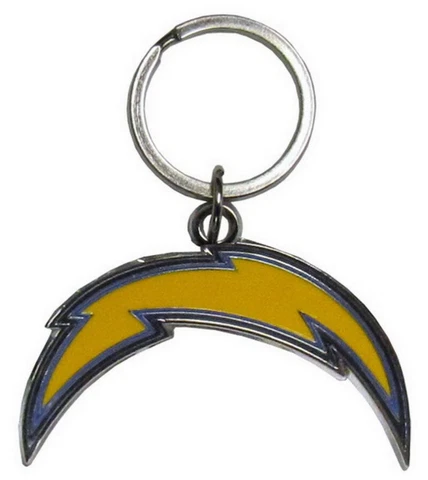 Los Angeles Chargers NFL Metal Chrome Logo Cut Keychain Car Auto Cover