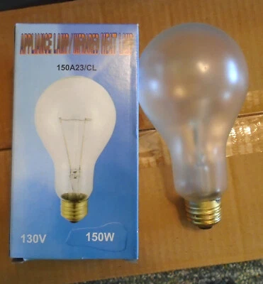 (4) Industrial 150A23/CL  150 Watt Appliance Lamp/Infrared Heat Lamp Coated - Image 1 of 4