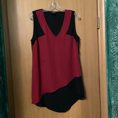 Le Chateau Red Chiffron Tank Top with asymmetrical hem - Image 1 of 4