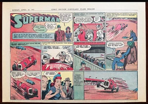 SUPERMAN Sunday Page #77 - Superman & Car Racing - 20 de abril de 1941 - RARO - Imagen 1 de 4