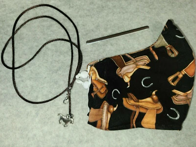 western saddle horse face covering Mask Pocket handmad nose wire lanyard & charm - Image 1 of 2
