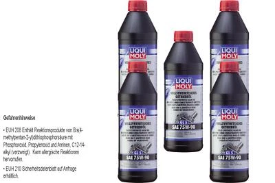 Liqui Moly Aceite 75W-90 5 Litro Totalmente Sintético GL5 SAE MIL-L-2105 C/D - Imagen 1 de 4