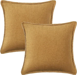 Decoruhome Decorative Outdoor Throw Pillow Covers 18X18 Set of 2, Square Linen R - Picture 1 of 12