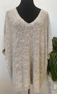 NWT Eileen Fisher Melange Linen Grain V -Neck Oval Knit Sweater Top Sz 2X, $198 - Picture 1 of 7