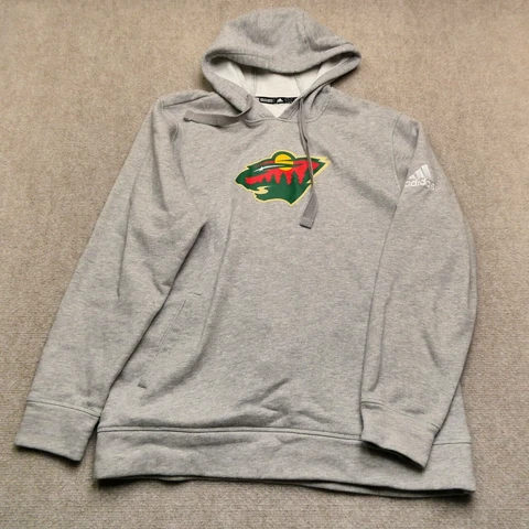 Minnesota Wild Sweater Adidas Adult Large Gray Hooded Sweatshirt Hoodie Mens Cover