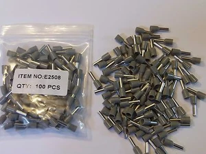 2,5 mm KABELENDE SCHNÜRSENKEL ADERENDHÜLSENKLEMMEN (GRAU FÜR 2,5 mm Kabel) 100er PACK L46 - Bild 1 von 3