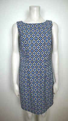 VESTIDO MUJER AZUL ESTAMPADO GEOMÉTRICO - VESTIDO AGB - TALLA 6 - FUNDA SIN MANGAS Foto 1 de 4