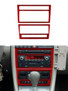 2X Central Control CD Player Frame Trim Carbon Fiber For Audi A4 S4 2005-06 Red - Picture 1 of 12