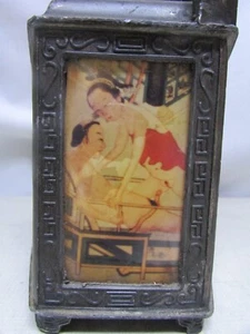 vintage chinese metal hexagon erotic teapot - Picture 1 of 14