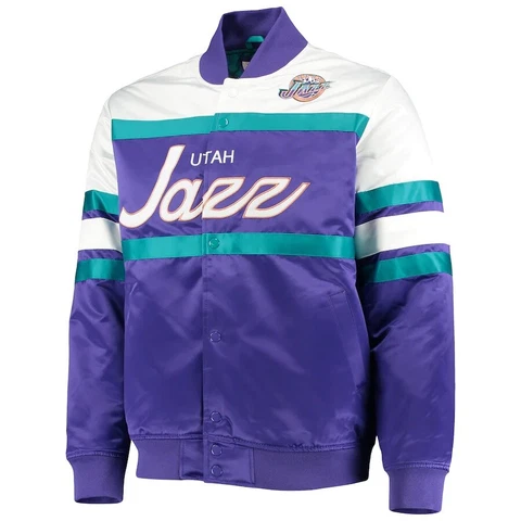 Men's Mitchell & Ness Purple NBA Utah Jazz Heavyweight Satin Jacket Cover