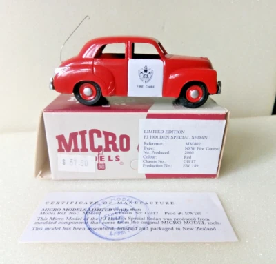 MICRO MODELS NZ - Holden FJ 'Fire Chief' Saloon - Boxed & Cert.MM402 1/43 Metal - Image 1 of 4
