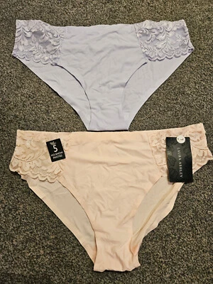 2 Pairs - Laura Ashley No Show Panties/Knickers Lace Sides Lilac/Peach - Size L - Image 1 of 4