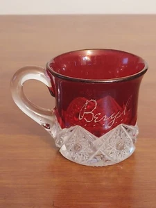EAPG Jefferson RUBY STAINED Diamond Peg BERYL 1910 Personalized Souvenir MUG - Picture 1 of 3