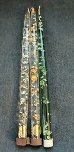 MCM Clear Lucite Taper Candles Gold & Silver Flecks One Green Silver Flecks 12" - Picture 1 of 6
