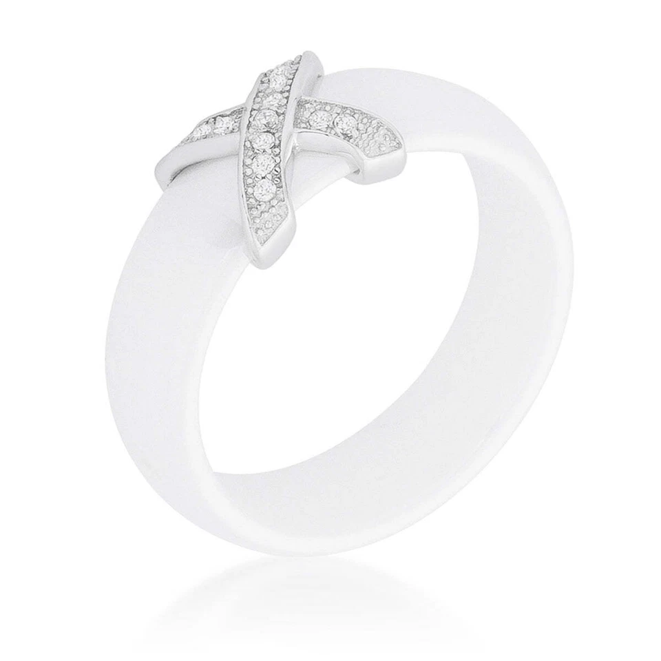 Modern Classic X Ring - White Band 935 Silver - Image 1 of 1