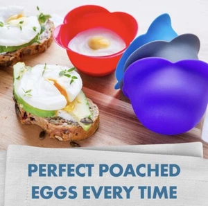 Silicone Egg Poaching Cups - 4 Pack- Non Stick - Kitzini - BPA free - Picture 1 of 11