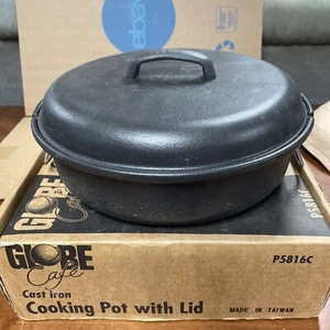 Globe Cafe Cast Iron Cooking Pot w/Lid. P5816C NIB - Picture 1 of 9