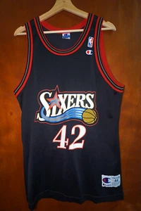 Rare Black 1997-98 Jerry Stackhouse 76ers Jersey SZ 44 Champion Throwback - Picture 1 of 4