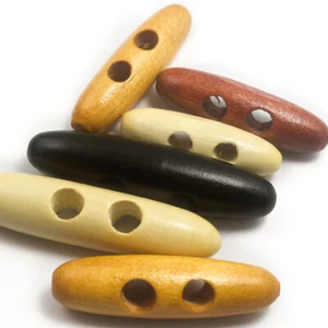 10x Wooden Toggle 2 Holes Horn Buttons Duffle Coat DIY Sewing Buttons Black DIY - Picture 1 of 15