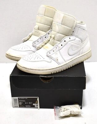 Nike Air Jordan 1 Mid Triple White Men's Retro Sneakers 554724-130 Size 8.5 - Image 1 of 4