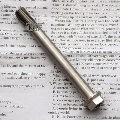 Tapa de enchufe de tornillo de titanio M12 x 1,25 x 120 Ti + brida hexagonal hexagonal perno de doble cabeza Foto 1 de 2