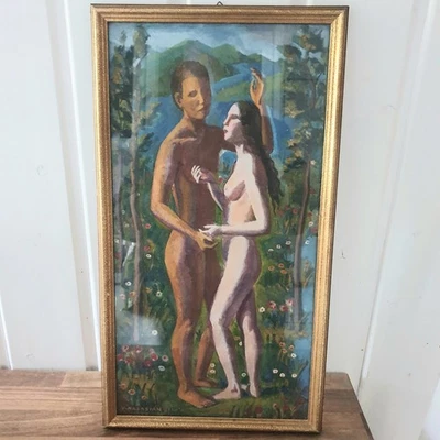 Adam und Eva Aquarell 1944 Y.Kasasian - Bild 1 von 4