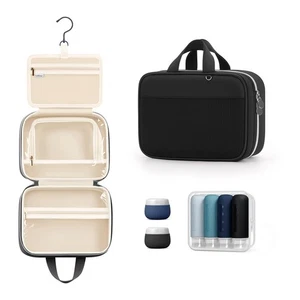 Bolsa de Aseo Colgante, Mujer, Juego de Contenedores de Silicona, Organizador de Cosméticos, Negra - Imagen 1 de 8