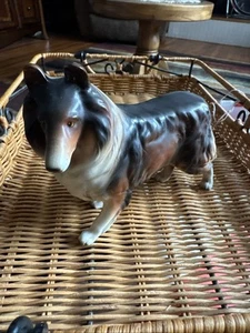Statua cane vintage Collie Lassie Bone China - Enesco Giappone alta 5,5" - Foto 1 di 7