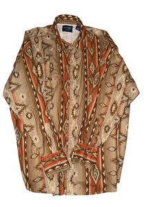 Wrangler Shirt Men's 3X Long Sleeve Pearl Snap Western Aztec Checotah Cowboy - Picture 1 of 7
