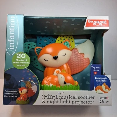 Proyector de luz nocturna chupete musical Fox 3 en 1. Colección Go Gaga. Nuevo. Foto 1 de 4