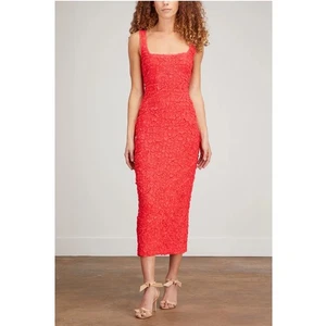 Vestido Mara Hoffman Sloan Rojo Bodycon Palomitas Sin Mangas Midi Talla S Nuevo sin Etiquetas - Imagen 1 de 18