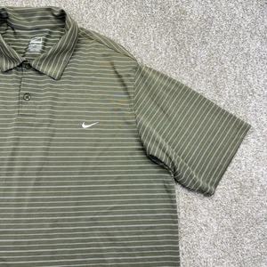 Nike Performance Polo Shirt Mens XL Green White Swoosh Stripes Short Sleeve - Picture 1 of 12