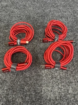 4 NEW Anker USB-C to USB. 6 Foot Cables. Red.  - Image 1 of 4