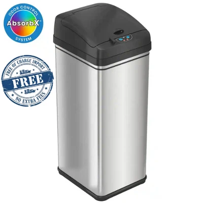 iTouchless 13 Gallon Sensor Kitchen Trash Can with Odor Filter Silver IT13CB - Image 1 of 2