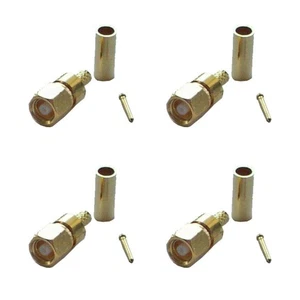 4 Pack RP SMC Male Crimp Connector - RG316/RG174 Repair Lead GSM WiFi-Antenna - Picture 1 of 3