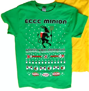 T-shirt uniforme Minion 2021 Emerald City Comic Con Crew Krampus taglia small verde - Foto 1 di 6