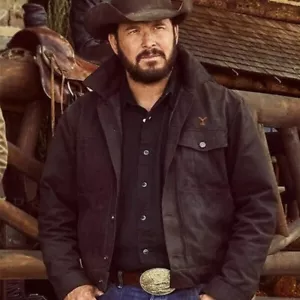 Men's Rip Wheeler Black Suede Leather & Cotton Jacket from Yellowstone - Picture 1 of 3