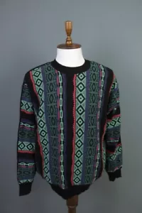 Suéter tejido de lana vintage estampado geométrico multicolor talla 50 - Imagen 1 de 16