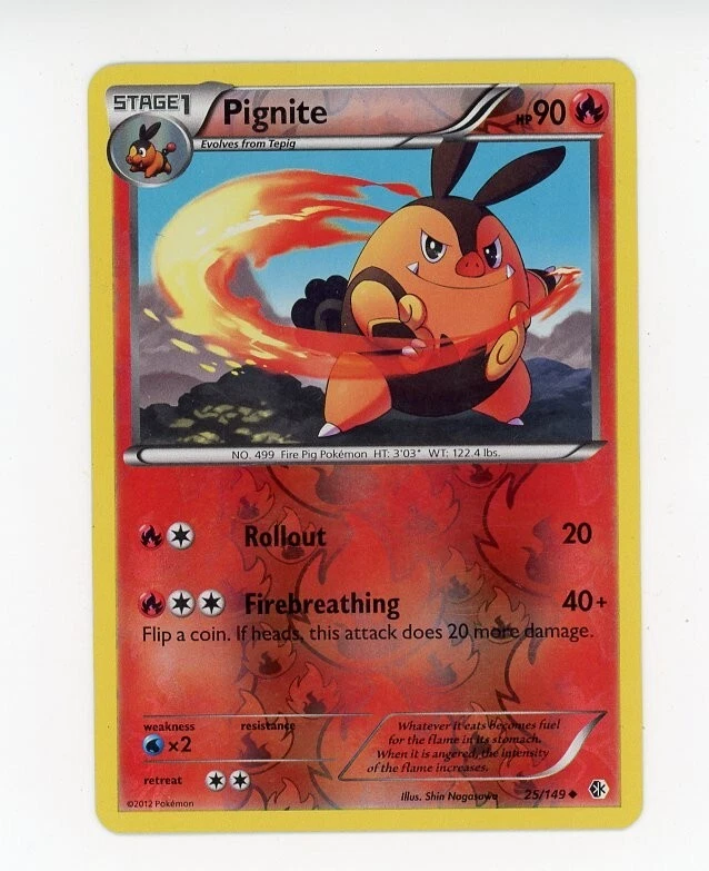 Pokemon TCG Pignite Reverse Holo #25/149 Uncommon Boundaries Crossed LP