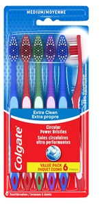 Colgate Extra Clean Toothbrush, Medium Bulk Toothbrush Pack of 6 - Picture 1 of 7