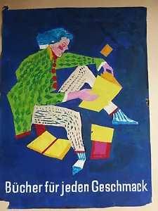 Originalzeichnung Werbung Plakat "Bücher für jeden Geschmack" Horst BEISSWENGER - Bild 1 von 1
