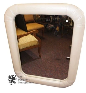 Rectangular Upholstered Vinyl or Leather Mirror Vintage Contemporary Rectangular - Picture 1 of 10