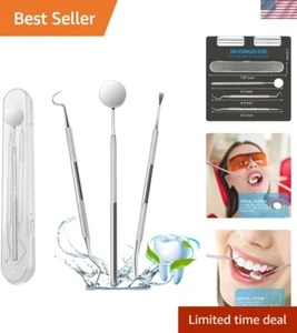 Professional Teeth Cleaning Kit - Surgical Stainless Steel Dental Picks & Mirror - Picture 1 of 9